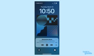 ambient music in the playback controls on an iOS 18.4 lock screen