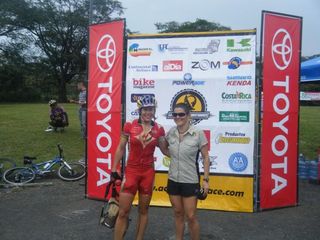 Rebecca Rusch with La Ruta's Pipa Leon. Leon worked hard to ensure a talented women's pro field competing in the race.