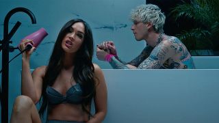 brighter version of Megan Fox and Machine Gun Kelly in Bloody Valentine Music video