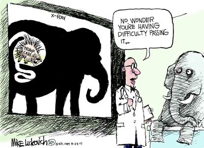 Political Cartoon U.S. GOP Healthcare American Health Care Act Obamacare