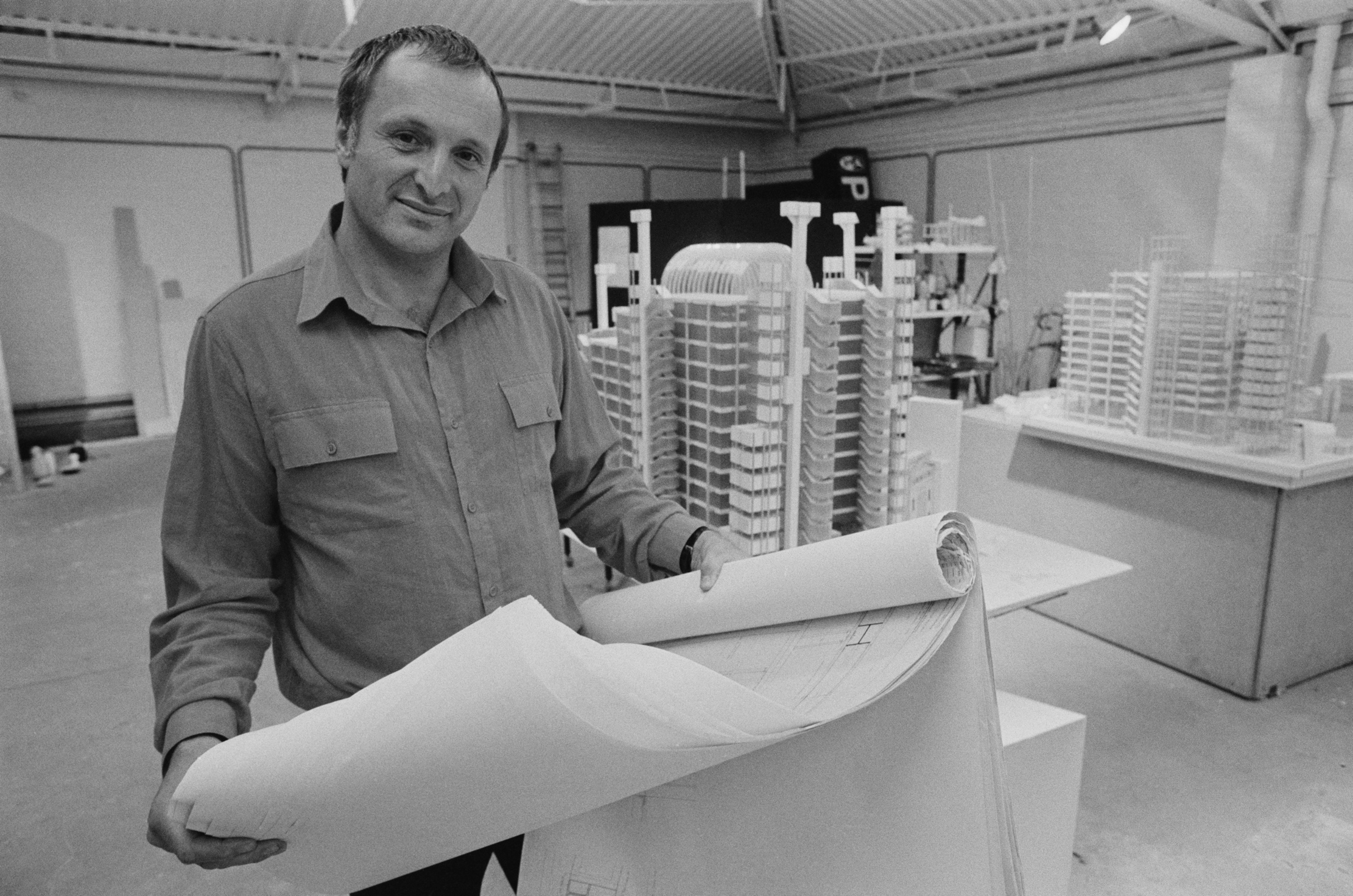 The architect in his studio in the 1970s