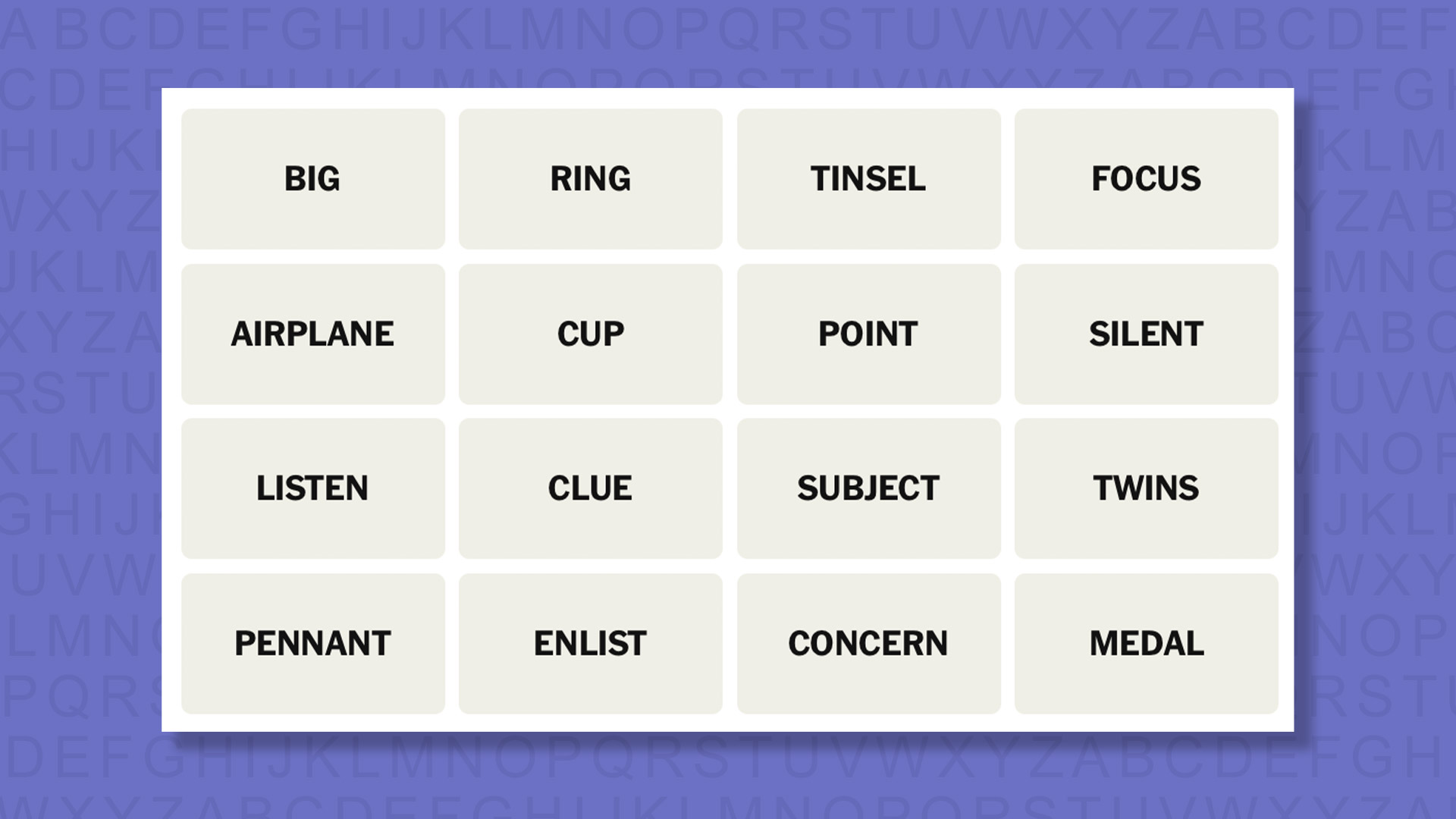 NYT Connections hints for game 1080 on a purple background