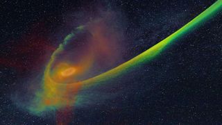 a green swirl of gas in space