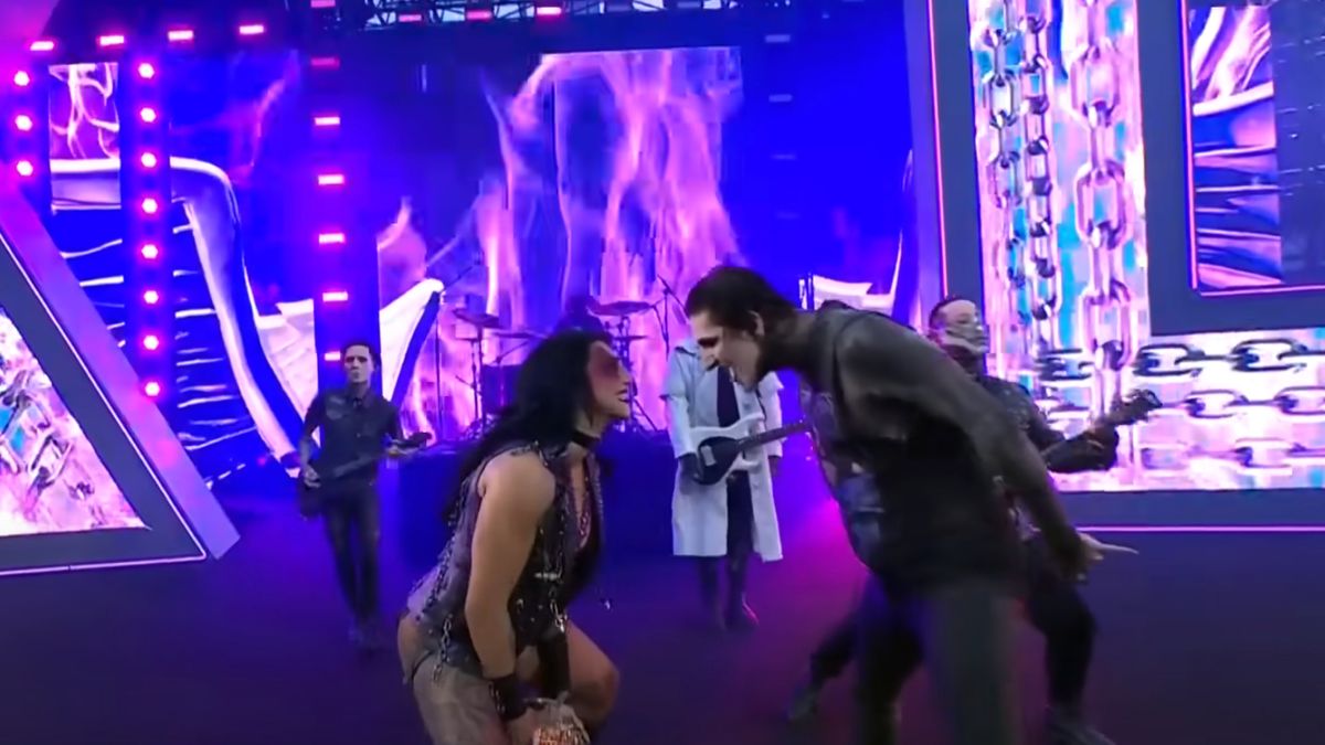 Chris Motionless and Rhea Ripley at Wrestlemania