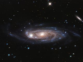 This new image from the Hubble Space Telescope features the enormous galaxy UGC 2885, which may be the largest known galaxy in the local universe. Located 232 million light-years from Earth in the constellation Perseus, UGC 2885 is about 2.5 times the width of the Milky Way and contains 10 times the number of stars. However, it's a relatively quiet galaxy, with new stars forming at only half the rate of new stars in the Milky Way.