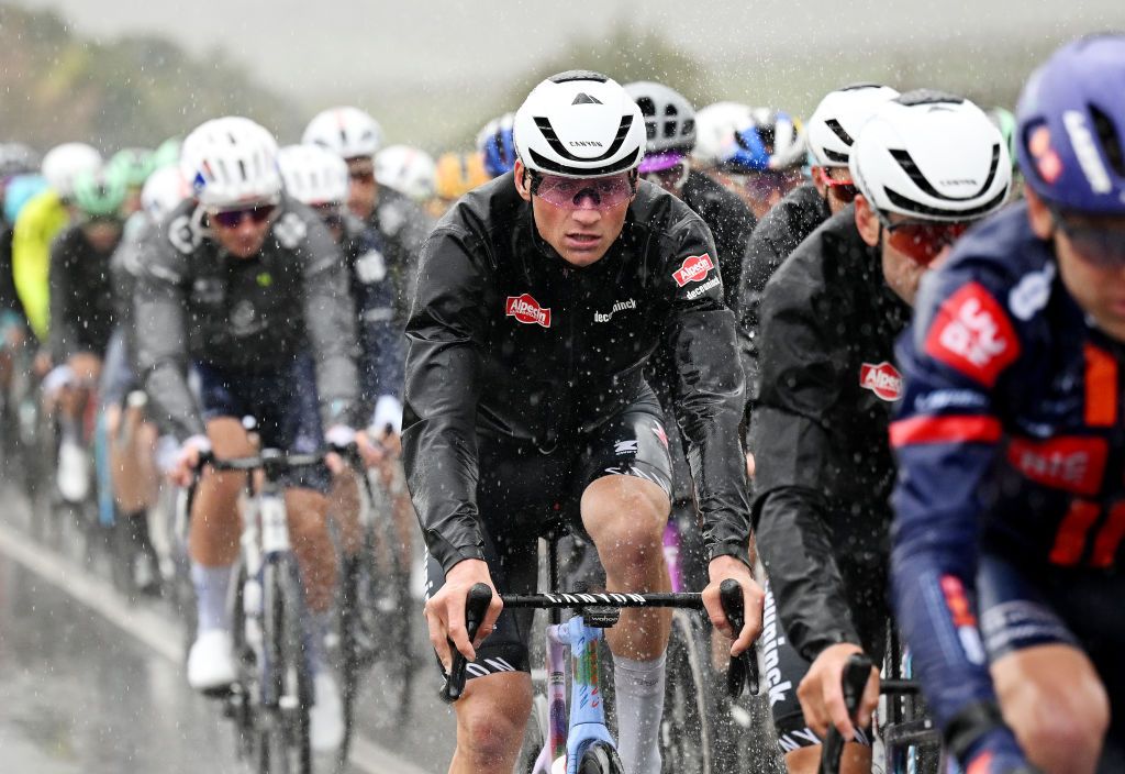 COLFIORITO ITALY MARCH 12 Mathieu Van Der Poel of The Netherlands and Team Alpecin Deceuninck competes during to the 60th TirrenoAdriatico 2025 Stage 3 a 239km stage from Follonica to Colfiorito UCIWT on March 12 2025 in Colfiorito Italy Photo by Tim de WaeleGetty Images