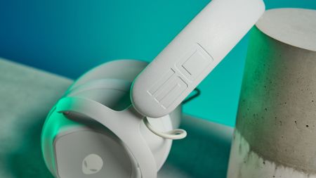 A white Alienware Pro Wireless Gaming Headset