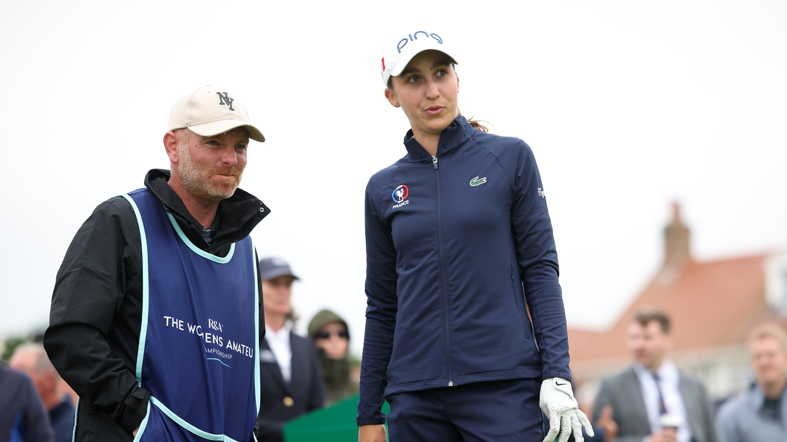 Valentine Delon speaks to her caddie