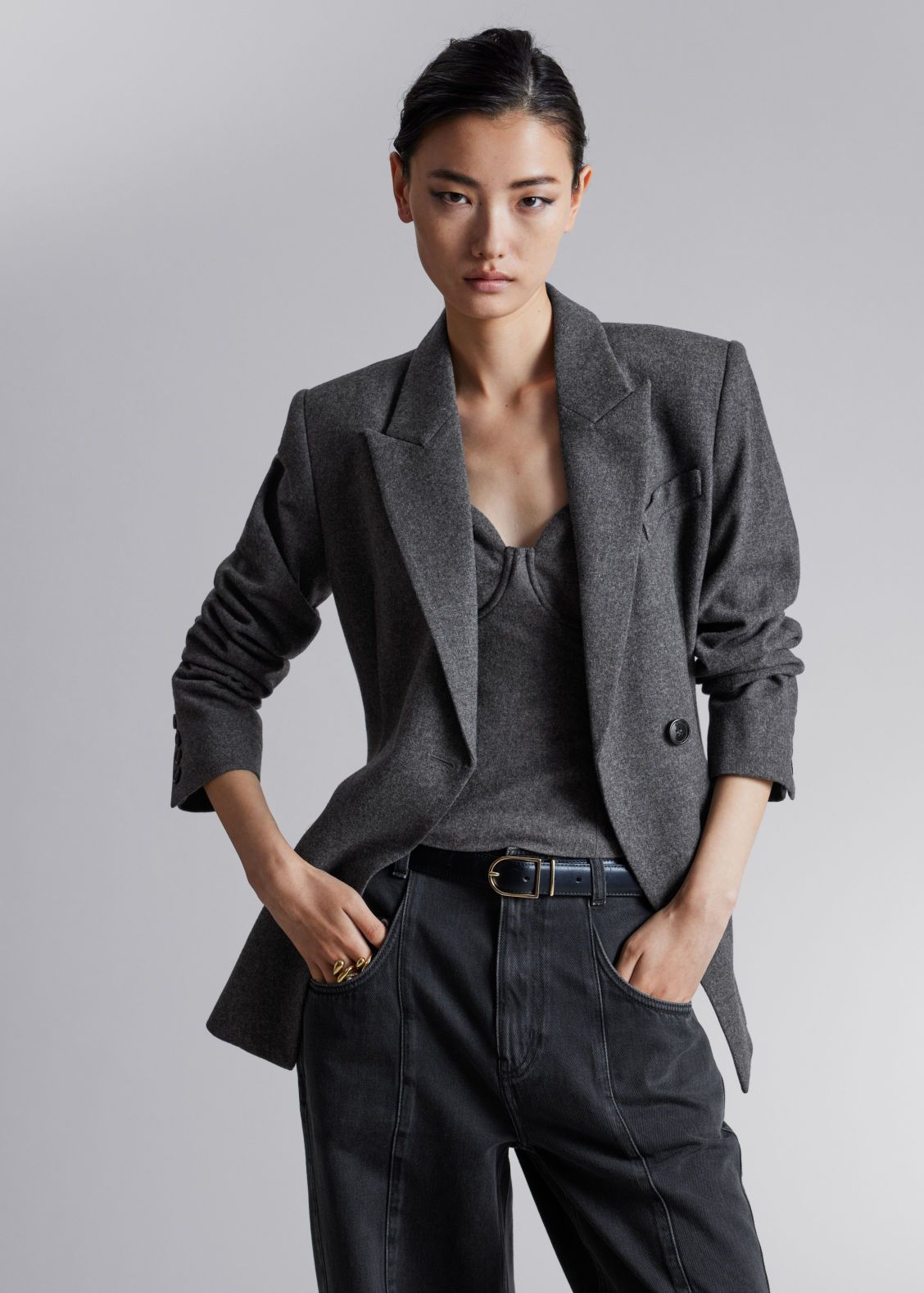 Fitted Asymmetric Wool Blazer