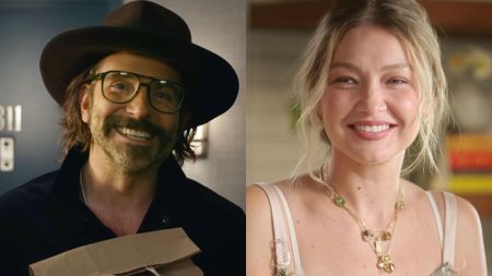Bradley Cooper and Gigi Hadid in a side-by-side photo.