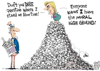 Political cartoon U.S. Hillary Clinton 2016 Abortion