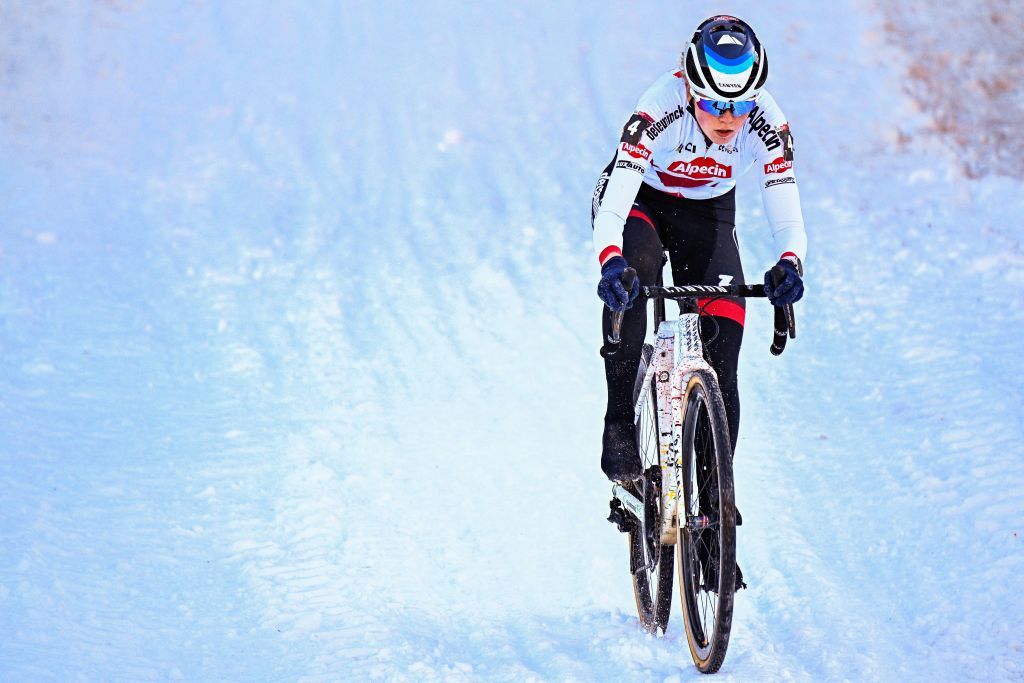 Dutch Puck Pieterse pictured in action during the womens elite race of the Cyclocross World Cup race in Val di Sole Italy Saturday 17 December 2022 stage ten out of 14 in the World Cup of the 20212022 seasonBELGA PHOTO JASPER JACOBS Photo by JASPER JACOBS BELGA MAG Belga via AFP Photo by JASPER JACOBSBELGA MAGAFP via Getty Images