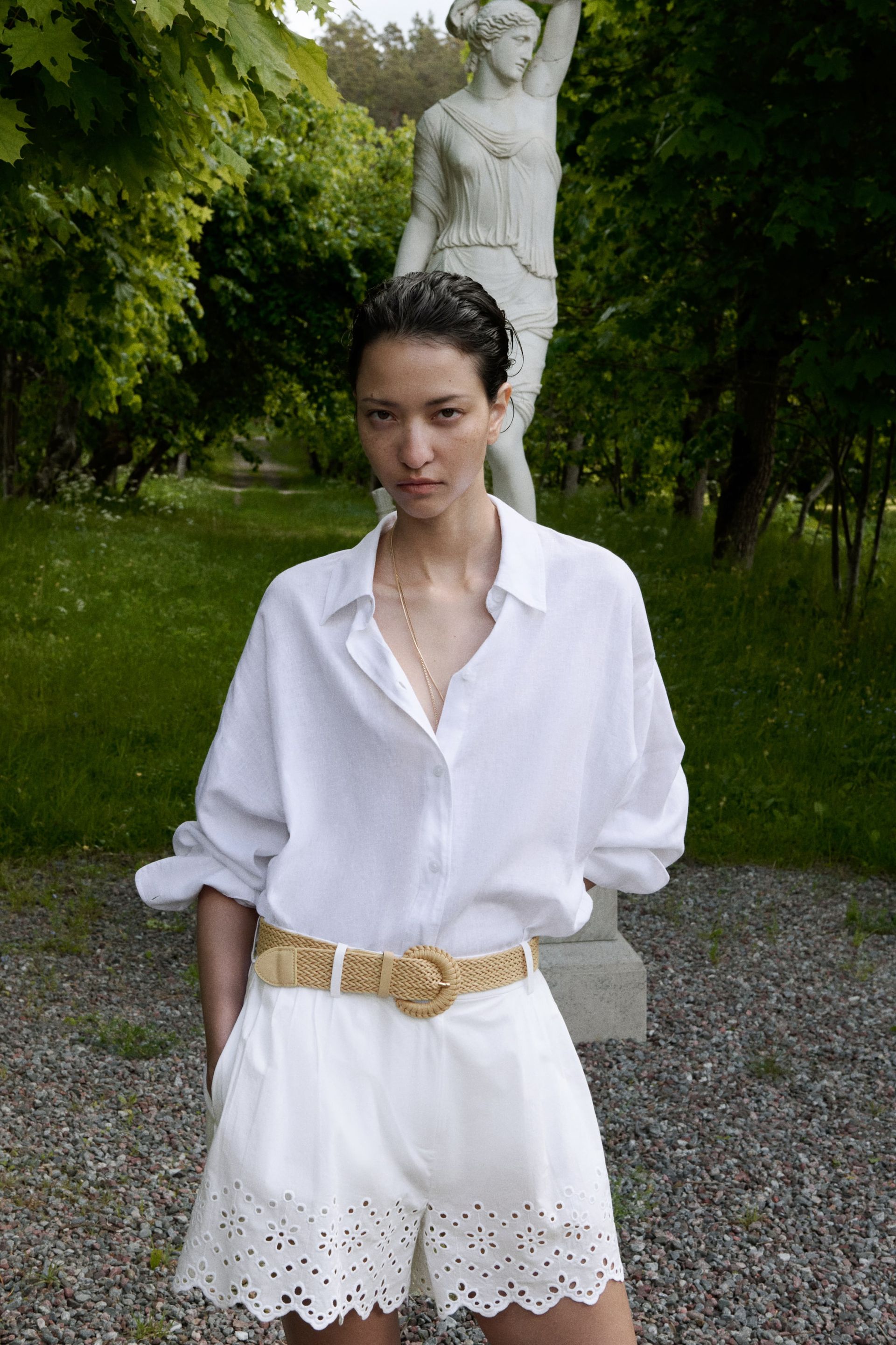 Belted Cotton Shorts