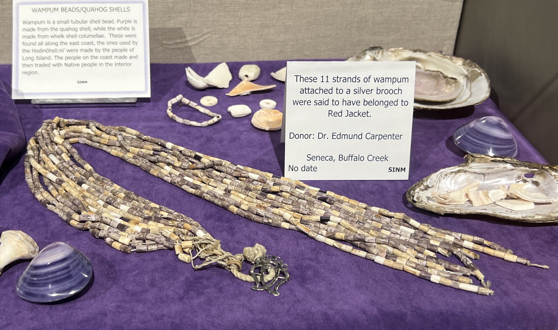 A museum exhibit of Wampum beads