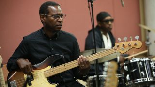 Bassist Willie Weeks rehearses for the "Lean On Him- A Tribute To Bill Withers" show on September 30, 2015 in New York City.