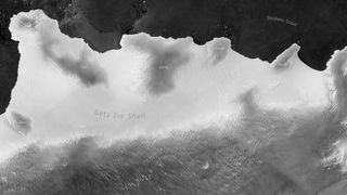 a white map of part of antarctica