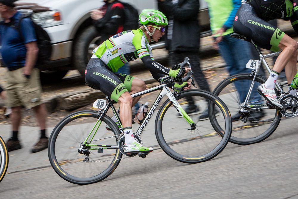 Tom-Jelte Slagter (Cannondale) rides in the sprint jersey today