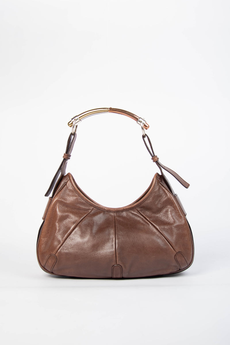 Vintage Yves Saint Laurent Brown Leather Mombasa Shoulder Bag