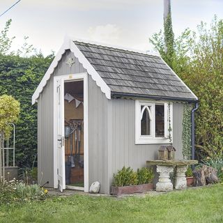 outdoor lawn with shed store