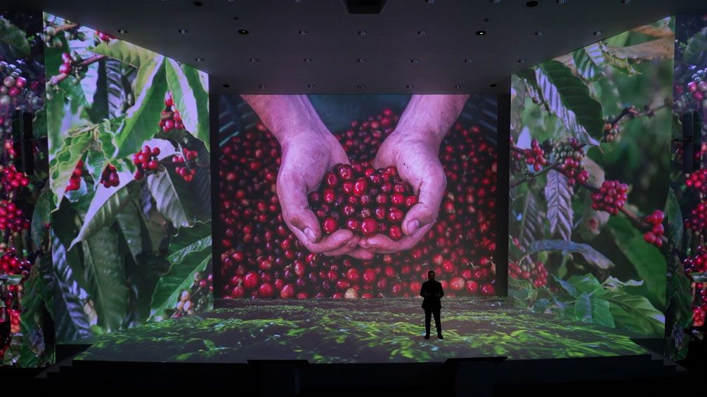 Christie projectors bring Nescafe images to life in 1820,000 lumens. 