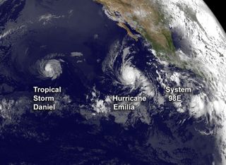 Three storms in the Pacific Ocean