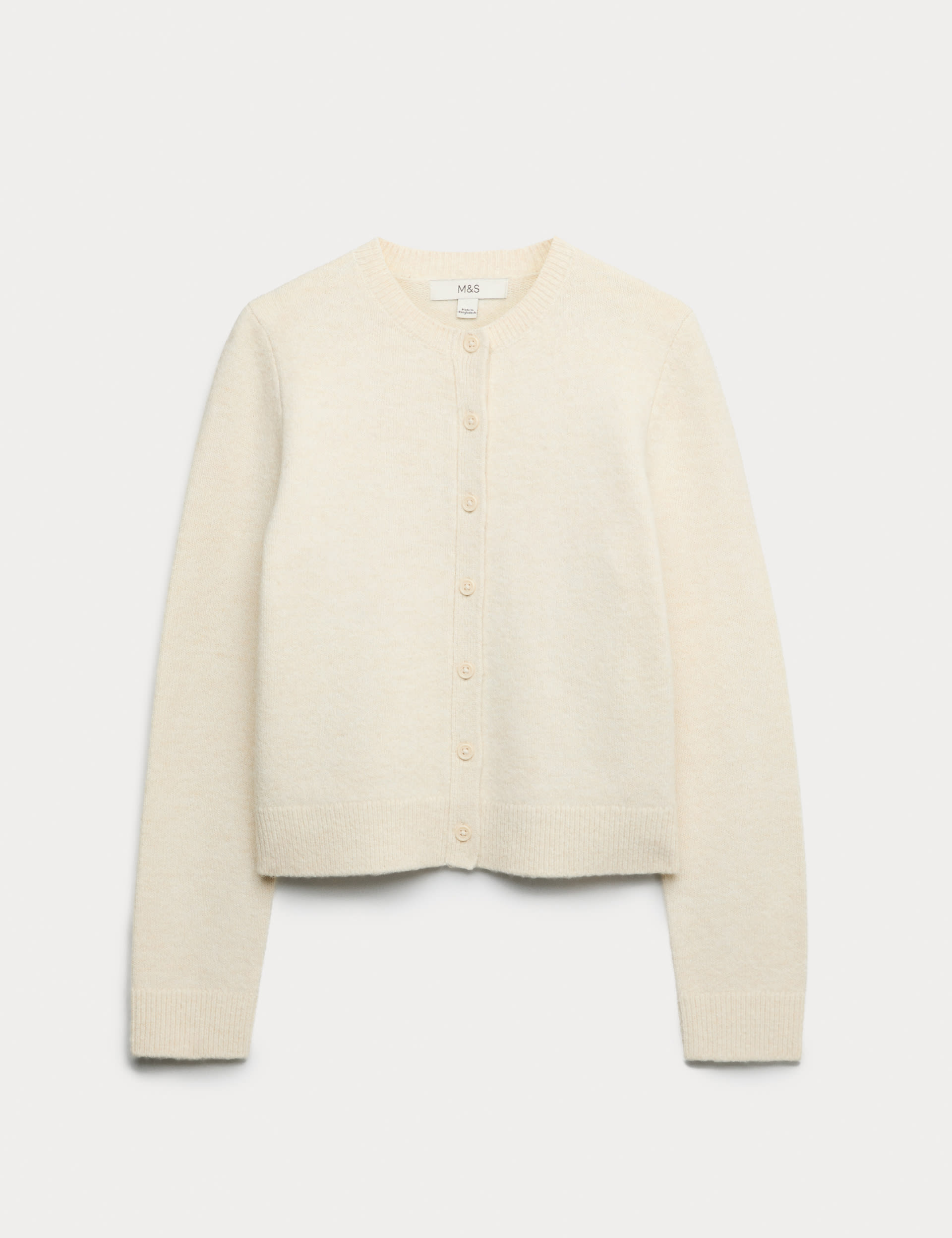 Crew Neck Cardigan With Wool