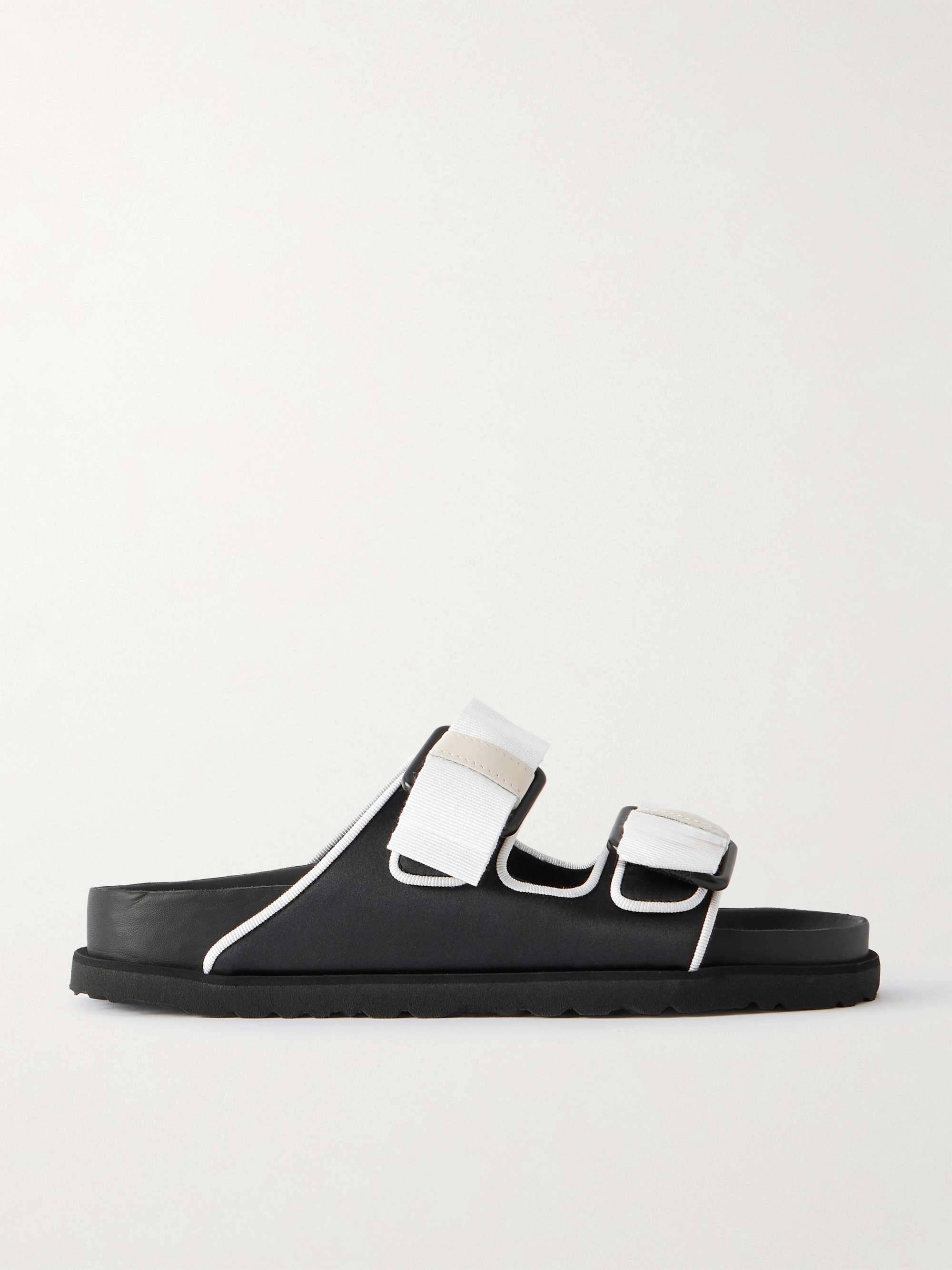Arizona Bow-Detailed Grosgrain-Trimmed Satin Sandals