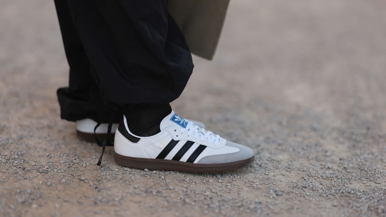 Close-up of Adidas Sambas 