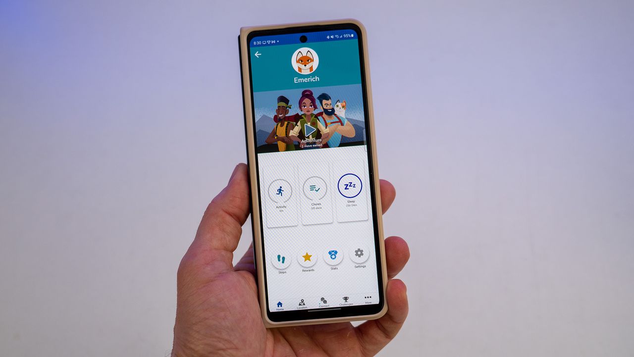 The home screen of the Garmin Jr app for the Garmin Bounce kids smartwatch