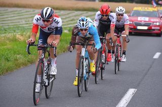 Oliver Naesen (IAM Cycling) leads the breakaway