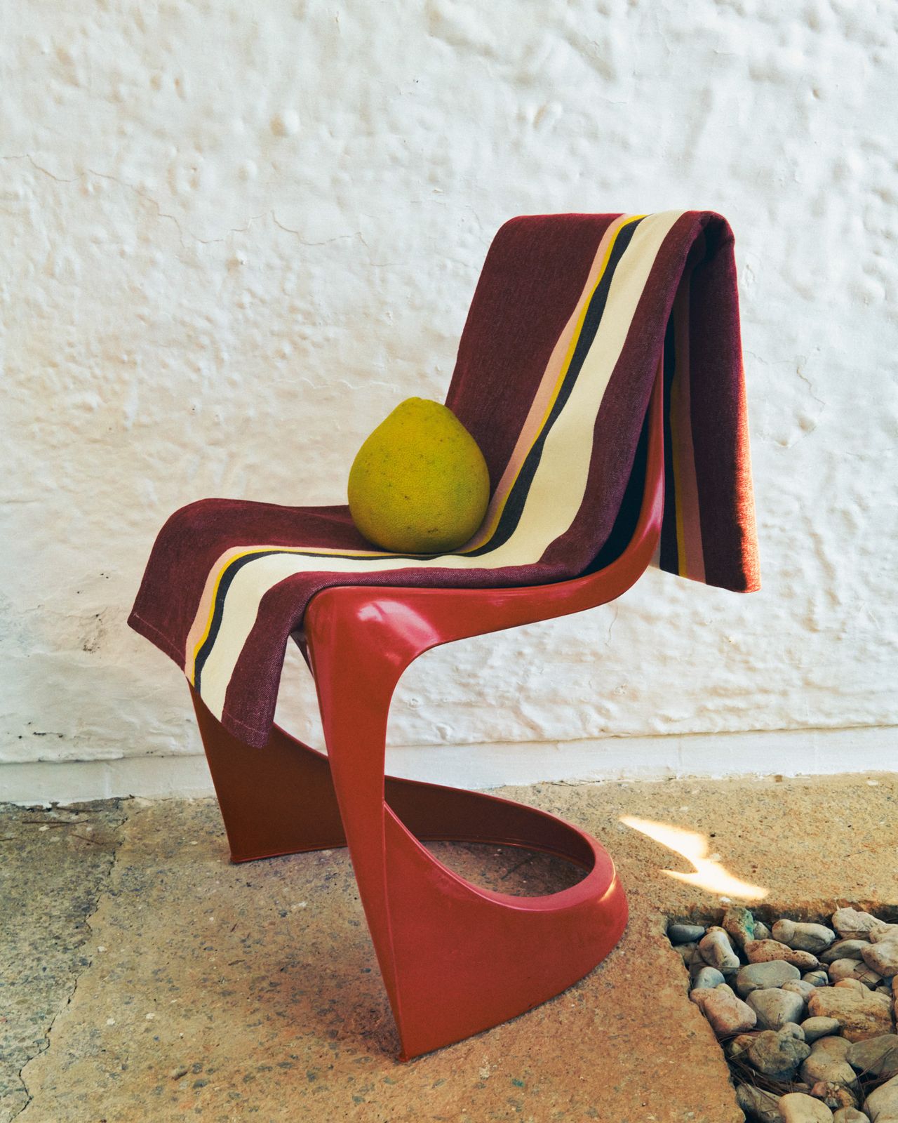 chair draped with towel