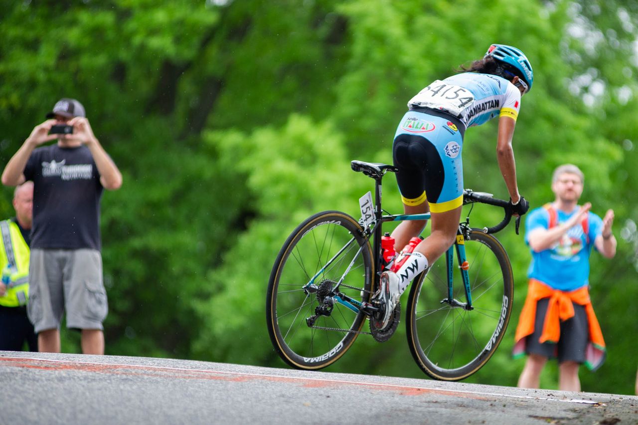 Carolina Rodriguez (Astana) crests a hill at the Winston-Salem Cycling Classic