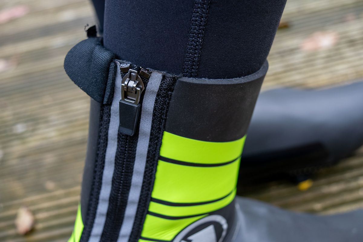 A rider wearing the Endura Road overshoes