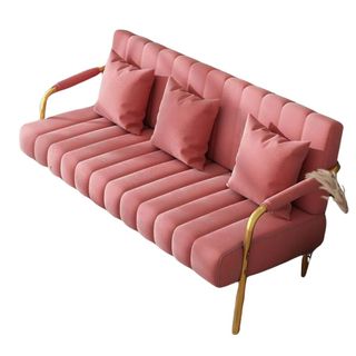 pink velvet sofa with gold legs