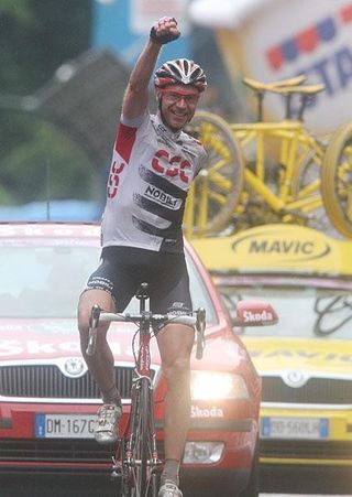 Jens Voigt took CSC's first stage win of the 91st Giro d'Italia.