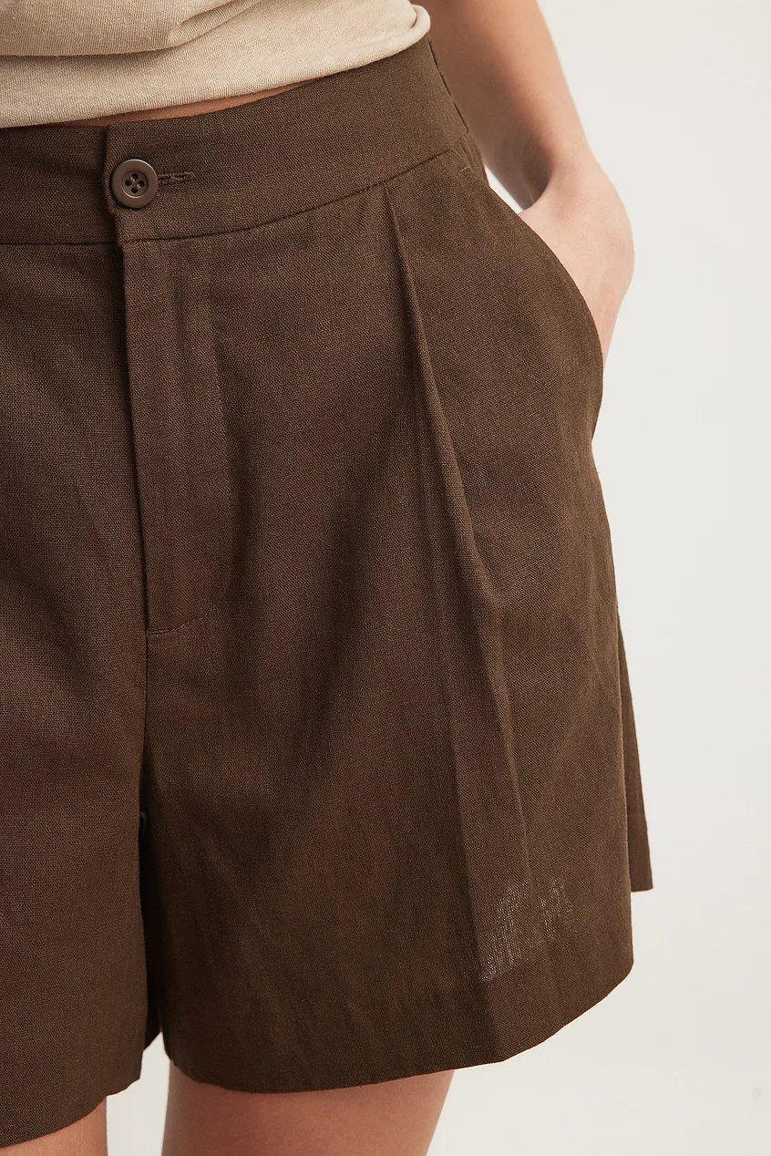 NA-KD, Elastic Back Linen Blend Shorts