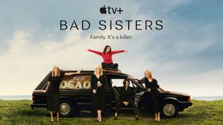 The Bad Sisters key art featuring the main cast around a funeral car