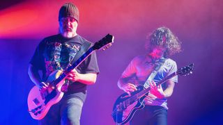Kim Thayil and Chris Cornell of Soundgarden perform live