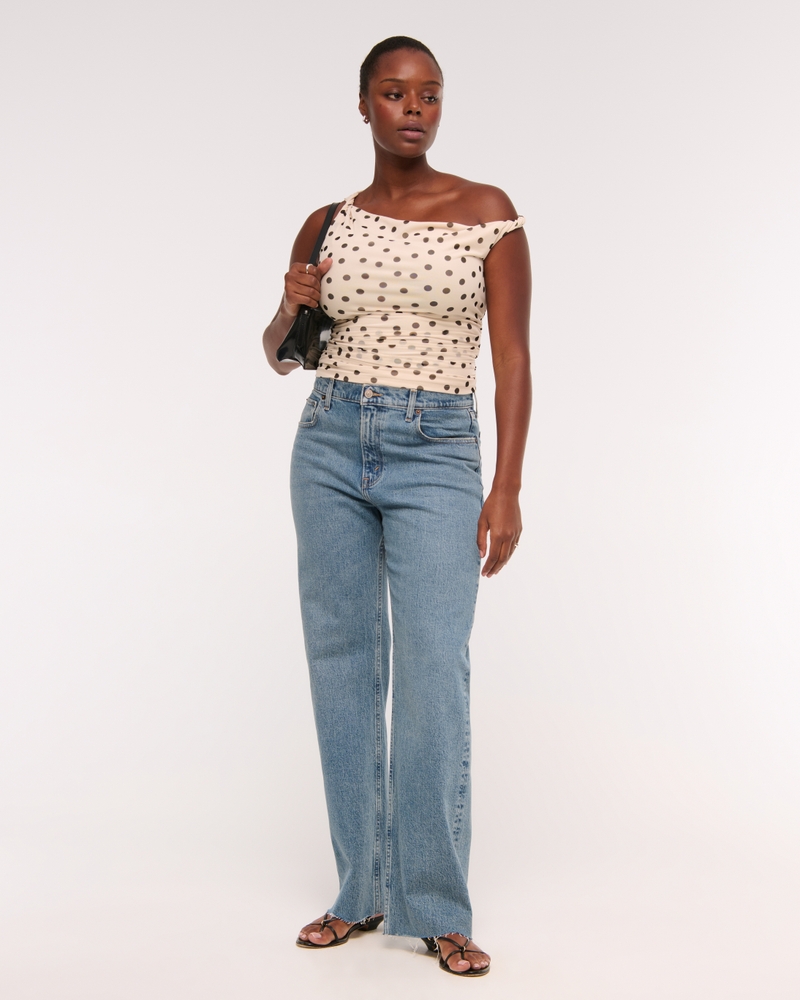High Rise 90s Relaxed Frayed Hem Jean