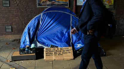 Homeless person's tent in London