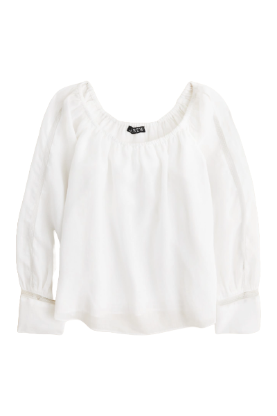 J.Crew, Lace-Trim Gathered Top