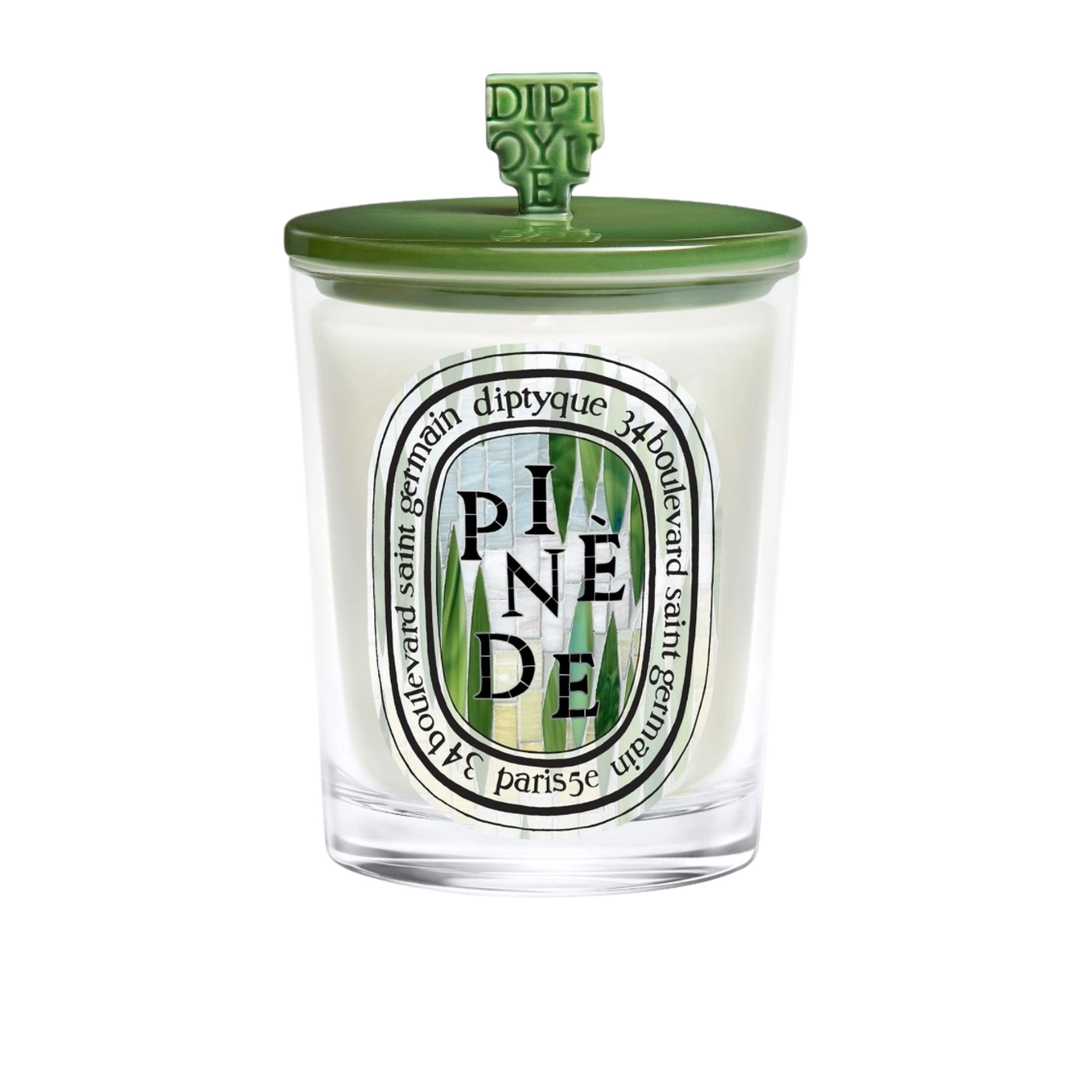 One of the best summer candles, the Diptyque Pinede Candle on a white background