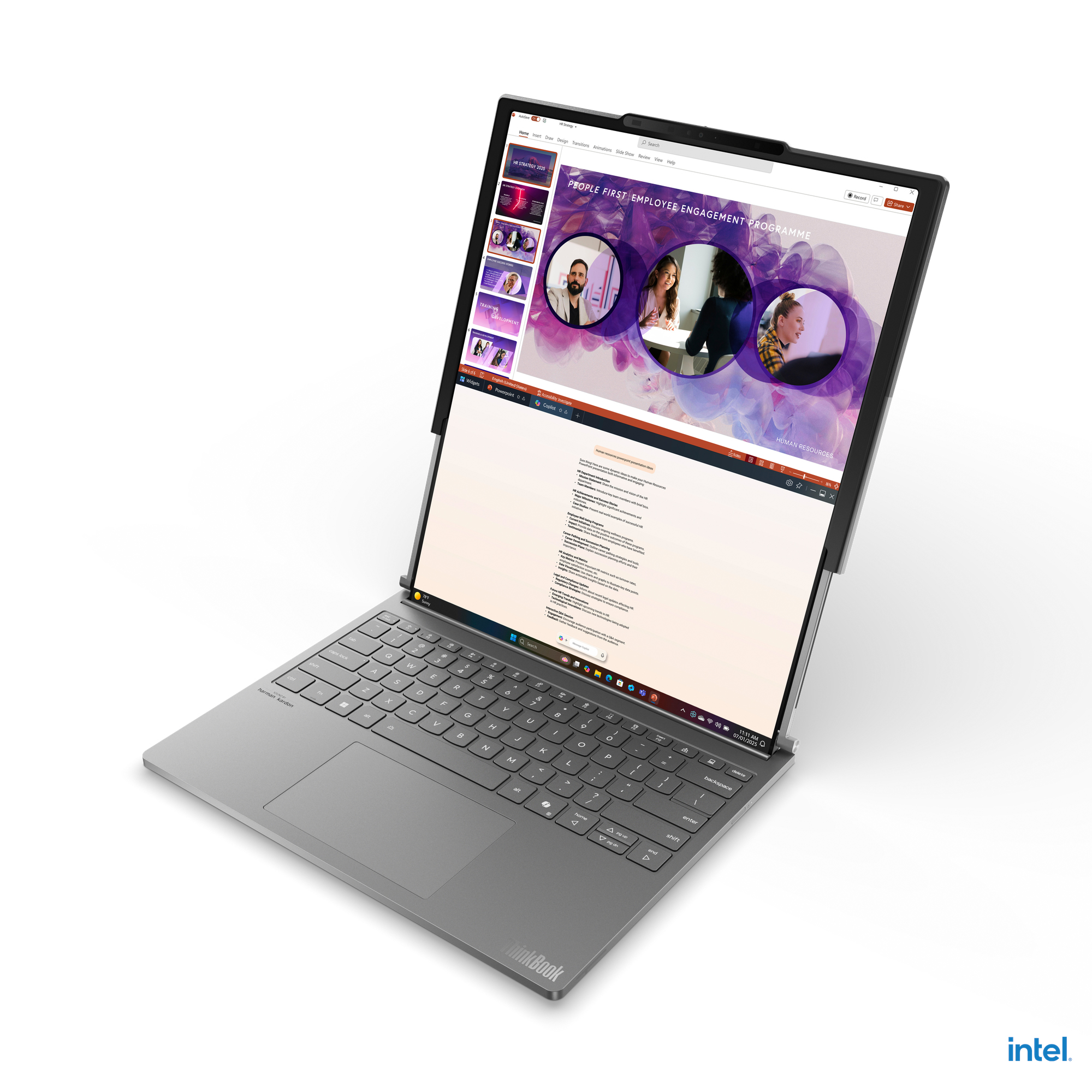 The Lenovo ThinkBook Plus Gen 6 Rollable laptop floating on a white background