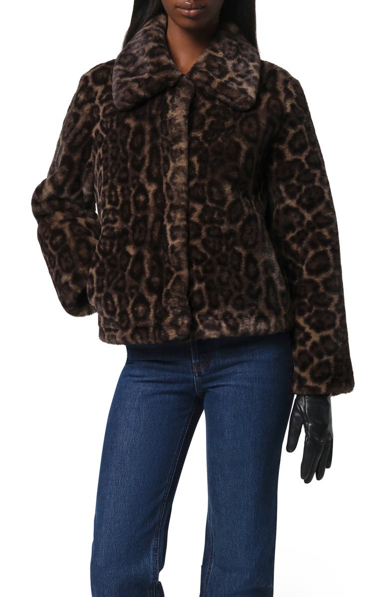 Elis Leopard Pattern Pluche&amp;trade; Faux Fur Coat