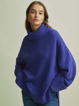 Florere Roll Neck Jumper in Bright Blue