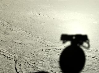 Yutu 2 casts a shadow over its tracks in July 2019.