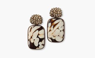 White gold,copper, diamonds, peanut wood Hemmerle earrings