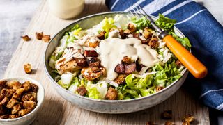 Chicken caesar salad with dressing