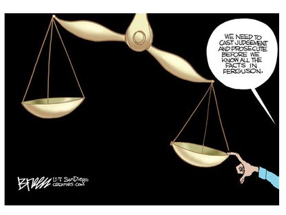 Editorial cartoon U.S. Ferguson trial
