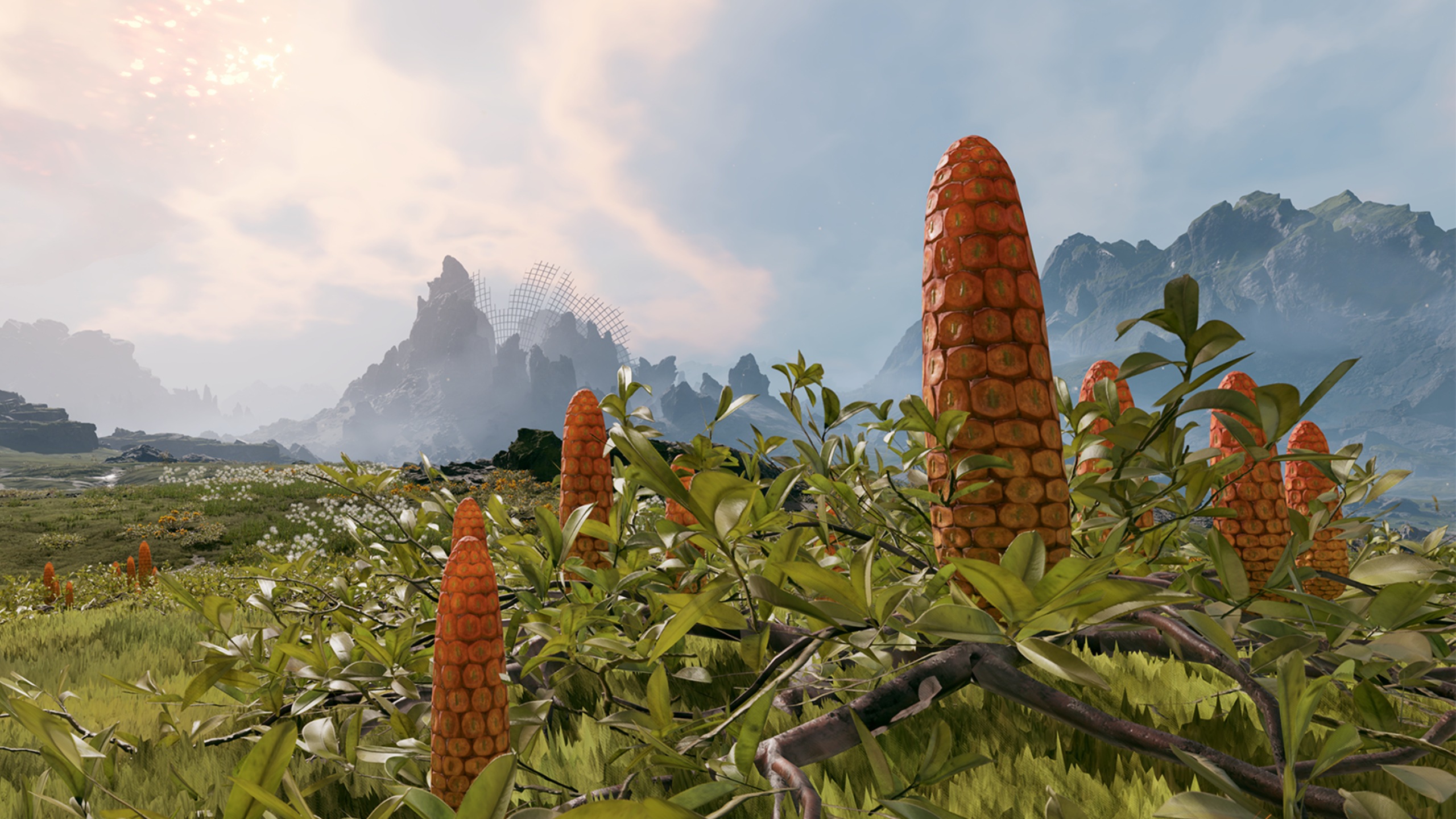 StarRupture food: Polifruit in an open, grassy plain on an alien planet.